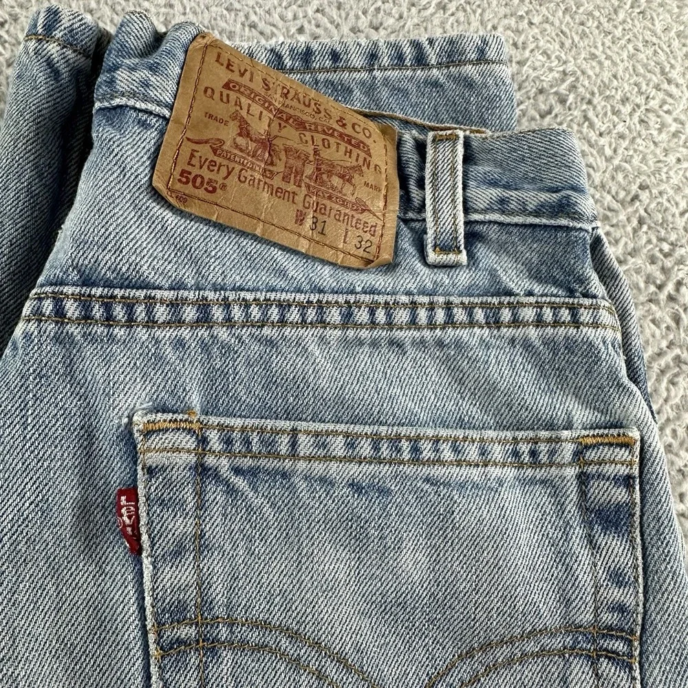 Vintage Levi's 505 Mens 31x32 (28x30) Regular Fit Straight Leg Blue‎ Stained